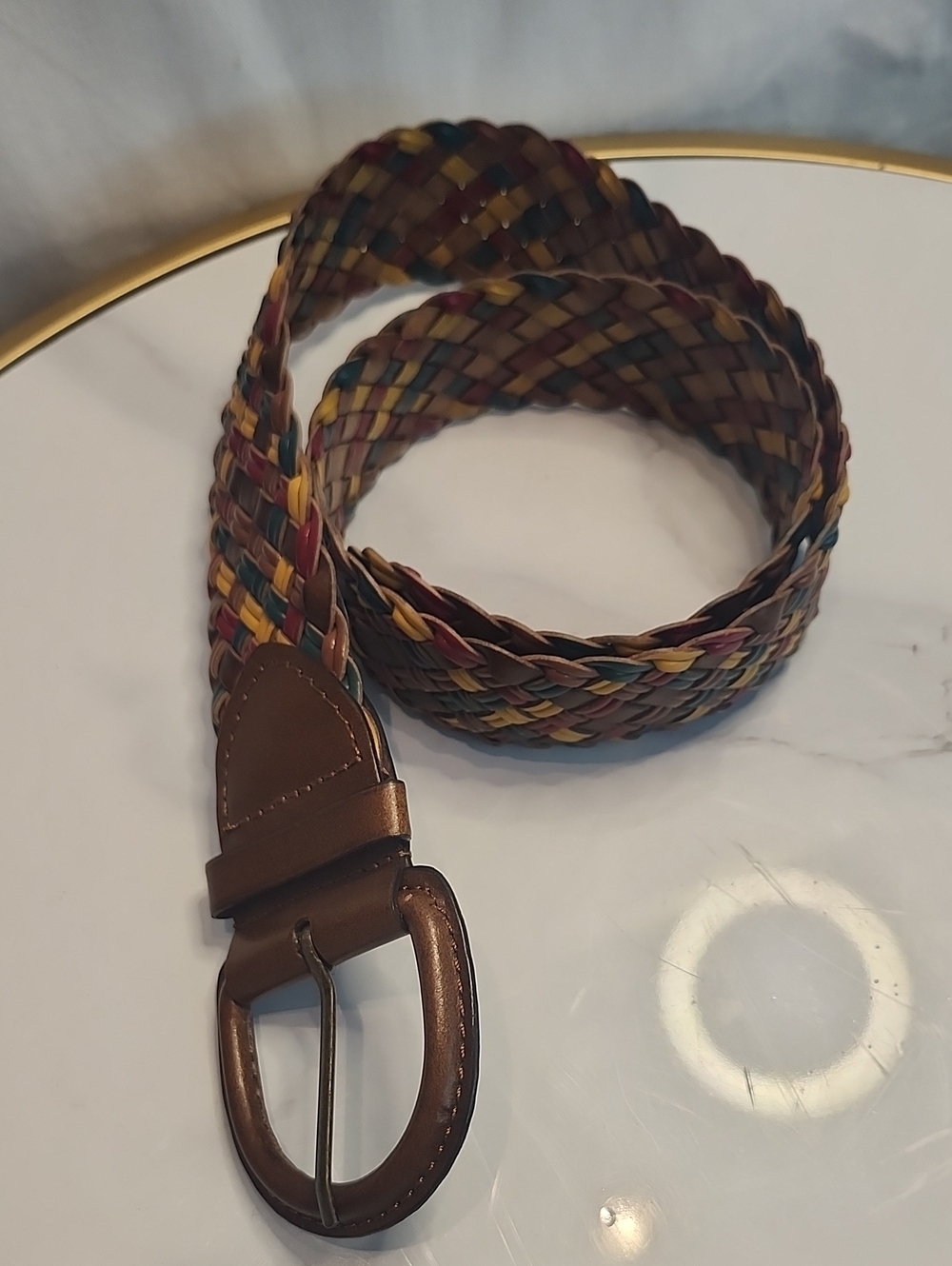 ALDO Woven Multicolor Leather-Trim Womens Belt